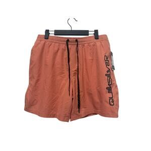 NWT Quicksilver Swim Shorts Coral with Liner Mens Size Medium